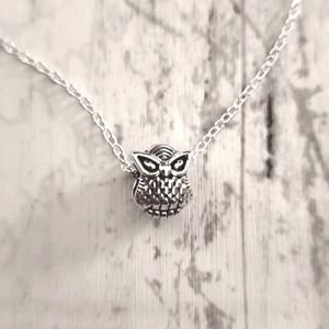 20 Inch Chain Owl Charm Necklace 925S STERLING plate NP#2